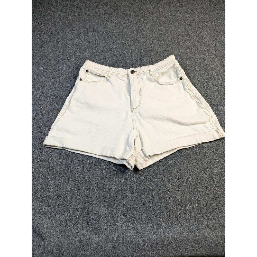 Kiabi Eco-Conception Womens Off White Denim Cuffed Shorts‎ High Rise US 32